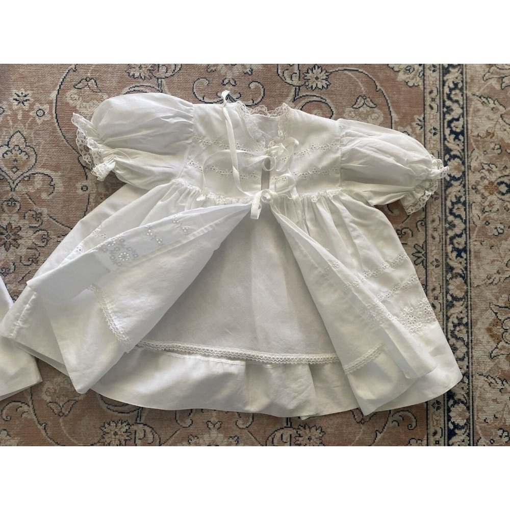 Madonna Baby‎ Girl Boy 4 Pc Baptism Dress Christening Set White Lace Vtg 0-3 Mos - Picture 13 of 16